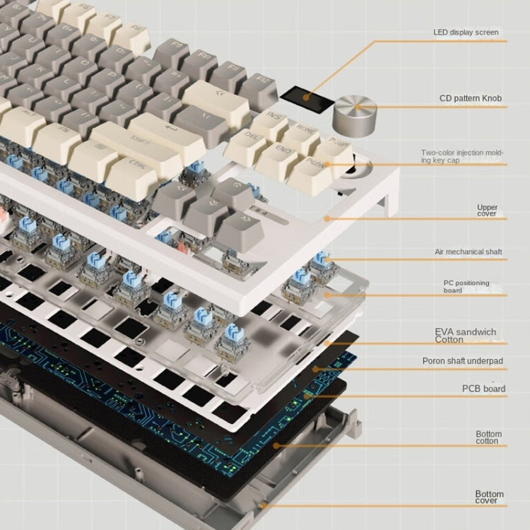 LANGTU LT84 Mechanical Luminous Keyboard, Style: Wired Single-mode Green Shaft (White) - HoMEdemic™ 