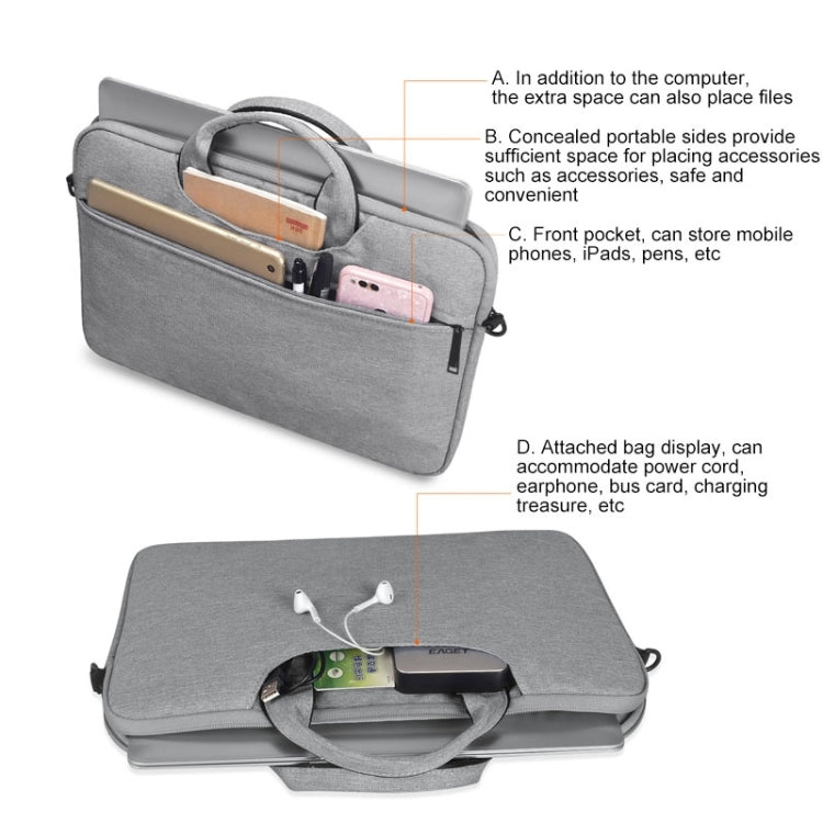 ST01S Waterproof Oxford Cloth Hidden Portable Strap One-shoulder Handbag for 14.1 inch Laptops (Dark Gray) - HoMEdemic™ 