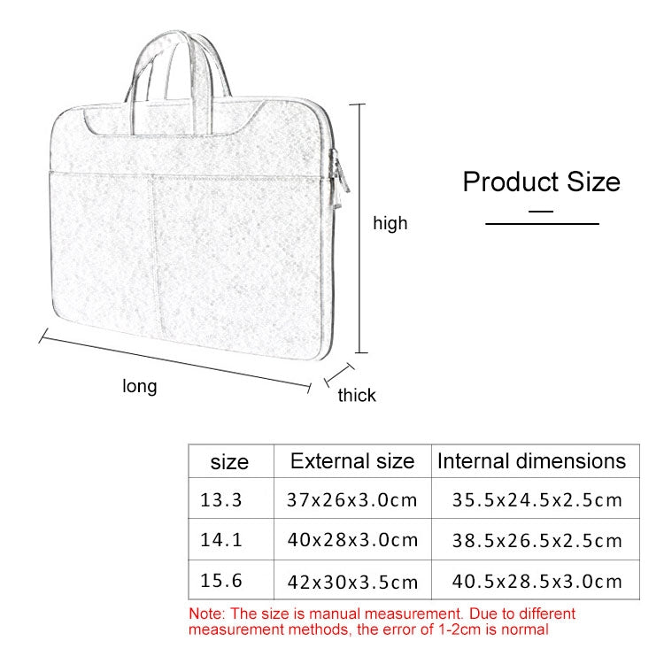 ST06S Waterproof PU Leather Zipper Hidden Portable Strap One-shoulder Handbag for 13.3 inch Laptops, with Magic Stick & Suitcase Belt, ST06S 13.3 inch Dark Gray, ST06S 13.3 inch Pink, ST06S 13.3 inch Light Grey