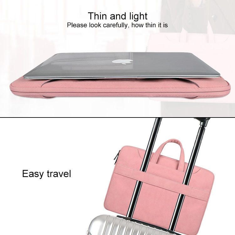 ST06S Waterproof PU Leather Zipper Hidden Portable Strap One-shoulder Handbag for 13.3 inch Laptops, with Magic Stick & Suitcase Belt, ST06S 13.3 inch Dark Gray, ST06S 13.3 inch Pink, ST06S 13.3 inch Light Grey