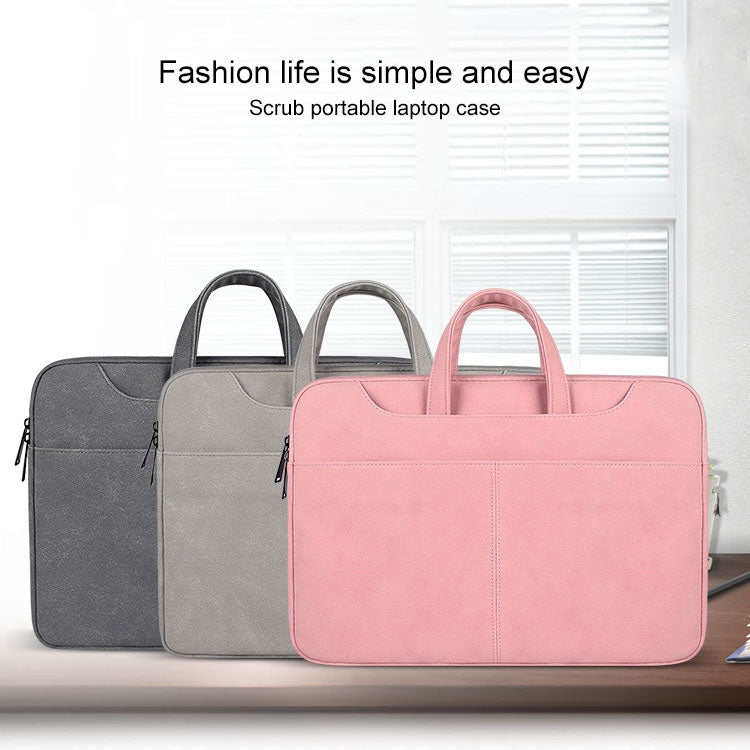 ST06S Waterproof PU Leather Zipper Hidden Portable Strap One-shoulder Handbag for 13.3 inch Laptops, with Magic Stick & Suitcase Belt, ST06S 13.3 inch Dark Gray, ST06S 13.3 inch Pink, ST06S 13.3 inch Light Grey