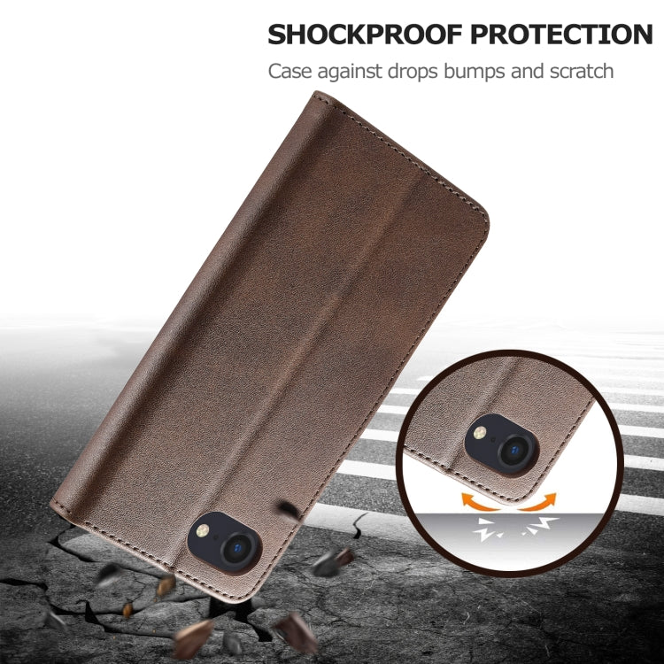 LC.IMEEKE Calf Texture Horizontal Flip Leather Case For iPhone 16e / 17e(Brown) - HoMEdemic™ 