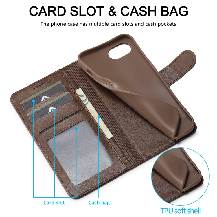 LC.IMEEKE Calf Texture Horizontal Flip Leather Case For iPhone 16e / 17e(Brown) - HoMEdemic™ 