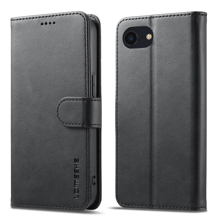LC.IMEEKE Calf Texture Horizontal Flip Leather Case For iPhone 16e(Black) - HoMEdemic™ 