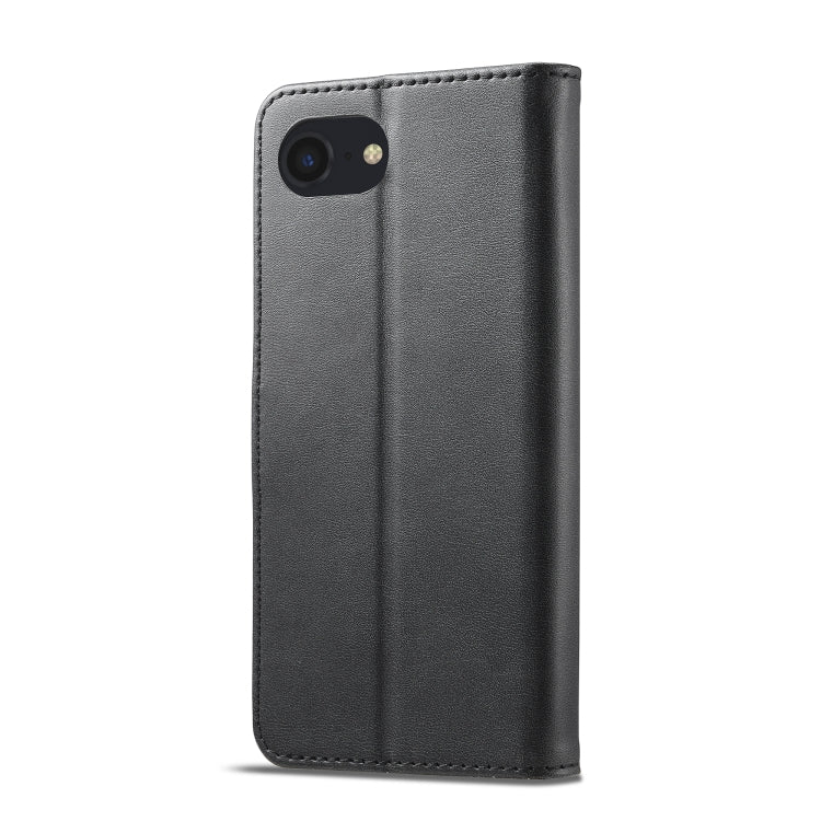 LC.IMEEKE Calf Texture Horizontal Flip Leather Case For iPhone 16e(Black) - HoMEdemic™ 