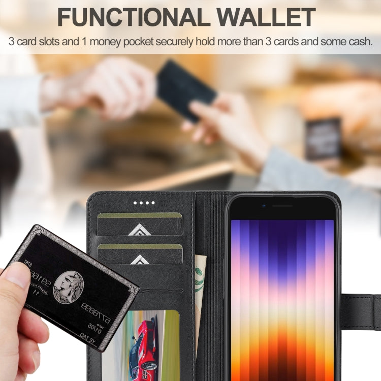 LC.IMEEKE Calf Texture Horizontal Flip Leather Case For iPhone 16e(Black) - HoMEdemic™ 