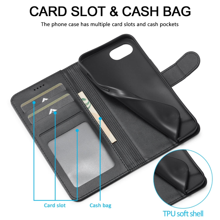 LC.IMEEKE Calf Texture Horizontal Flip Leather Case For iPhone 16e(Black) - HoMEdemic™ 