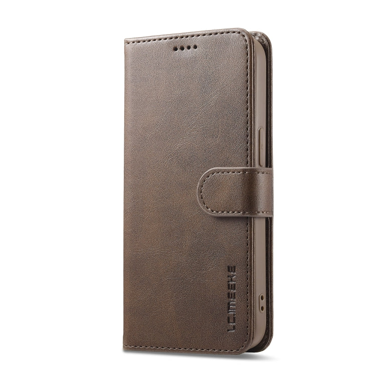 LC.IMEEKE Calf Texture Horizontal Flip Leather Case For iPhone 16e(Brown) - HoMEdemic™ 