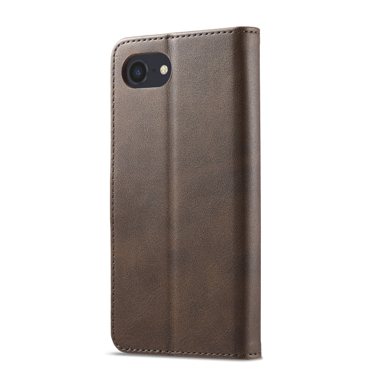 LC.IMEEKE Calf Texture Horizontal Flip Leather Case For iPhone 16e(Brown) - HoMEdemic™ 