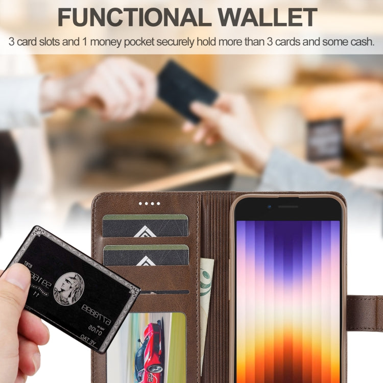 LC.IMEEKE Calf Texture Horizontal Flip Leather Case For iPhone 16e(Brown) - HoMEdemic™ 