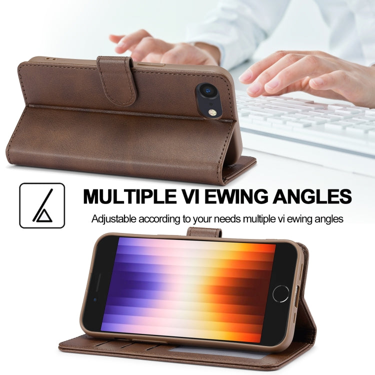 LC.IMEEKE Calf Texture Horizontal Flip Leather Case For iPhone 16e(Brown) - HoMEdemic™ 