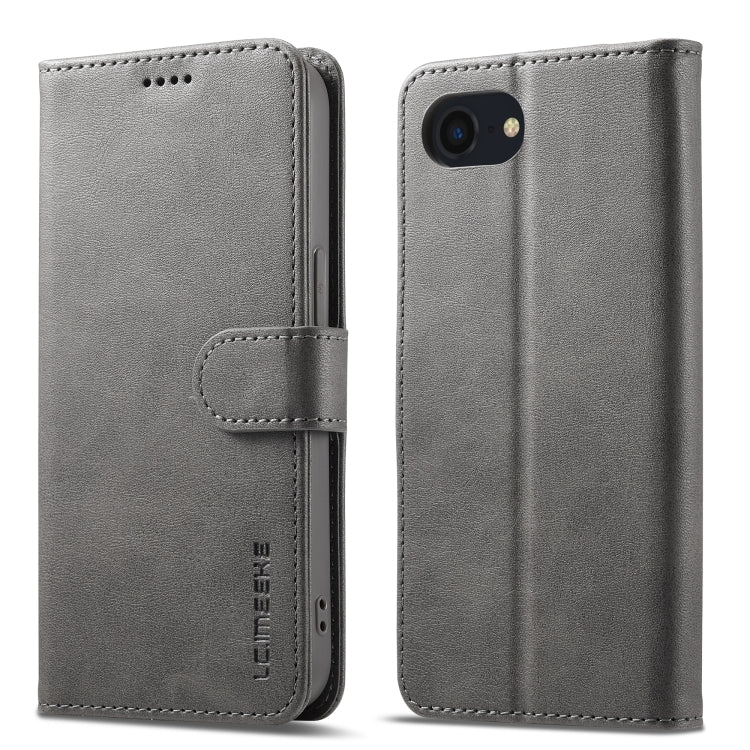 LC.IMEEKE Calf Texture Horizontal Flip Leather Case For iPhone 16e(Grey) - HoMEdemic™ 