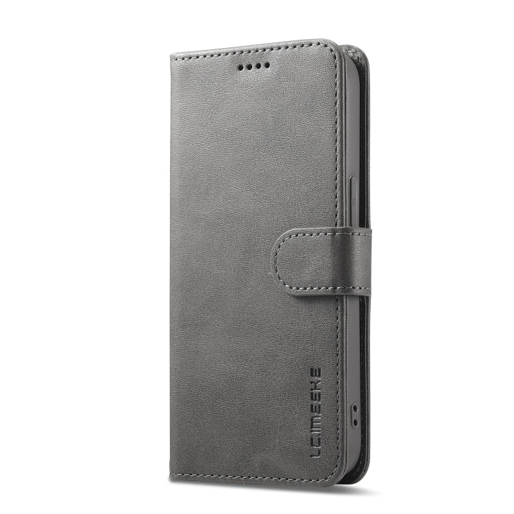 LC.IMEEKE Calf Texture Horizontal Flip Leather Case For iPhone 16e(Grey) - HoMEdemic™ 