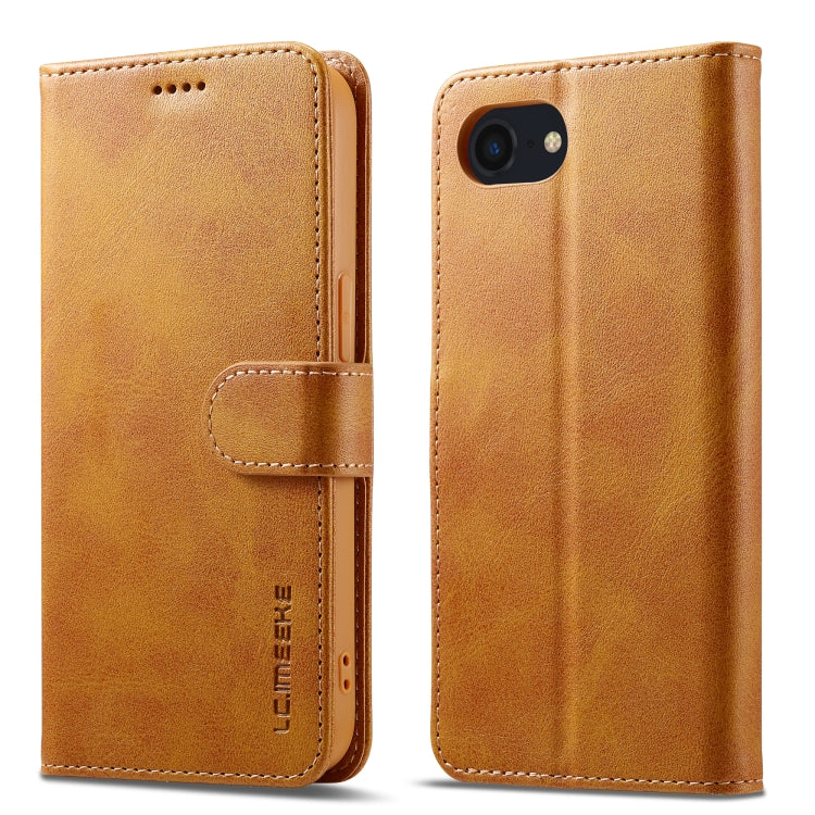 LC.IMEEKE Calf Texture Horizontal Flip Leather Case For iPhone 16e(Yellow) - HoMEdemic™ 