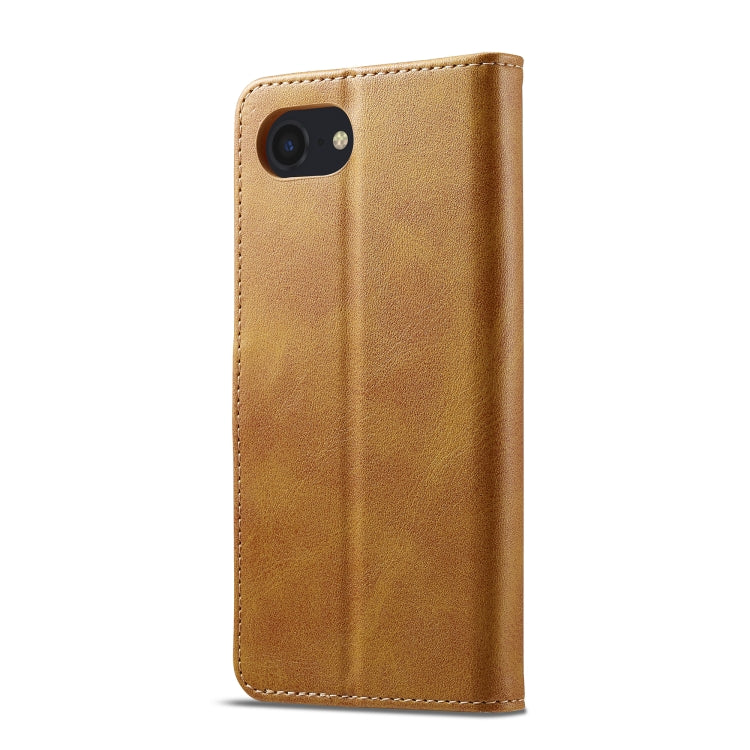 LC.IMEEKE Calf Texture Horizontal Flip Leather Case For iPhone 16e(Yellow) - HoMEdemic™ 