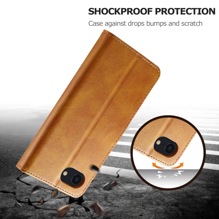 LC.IMEEKE Calf Texture Horizontal Flip Leather Case For iPhone 16e(Yellow) - HoMEdemic™ 