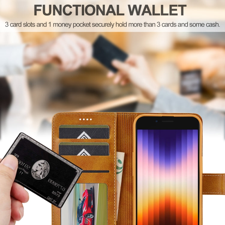 LC.IMEEKE Calf Texture Horizontal Flip Leather Case For iPhone 16e(Yellow) - HoMEdemic™ 