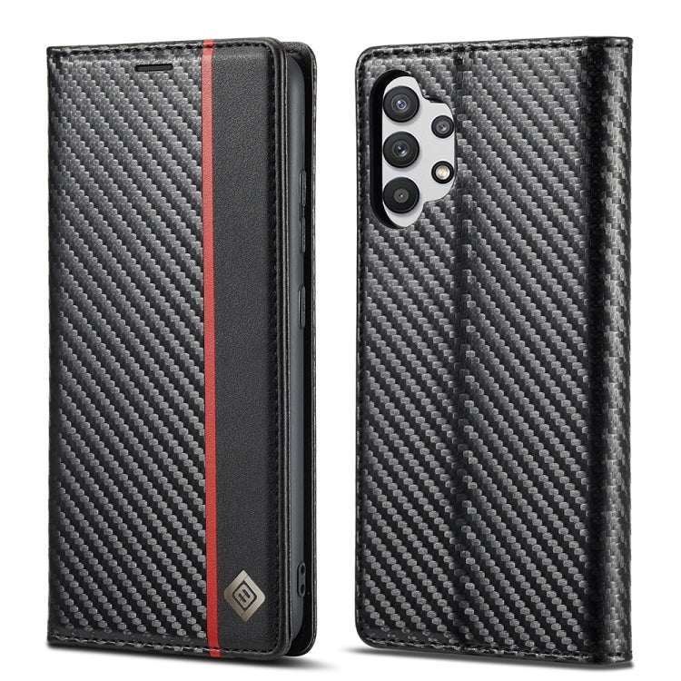 LC.IMEEKE Carbon Fiber PU + TPU Horizontal Flip Leather Case with Holder & Card Slot & Wallet For Samsung Galaxy A32 5G(Vertical Black), For Samsung Galaxy A32 5G - HoMEdemic™ 