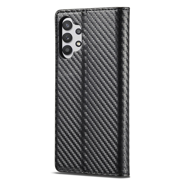 LC.IMEEKE Carbon Fiber PU + TPU Horizontal Flip Leather Case with Holder & Card Slot & Wallet For Samsung Galaxy A32 5G(Vertical Black), For Samsung Galaxy A32 5G - HoMEdemic™ 