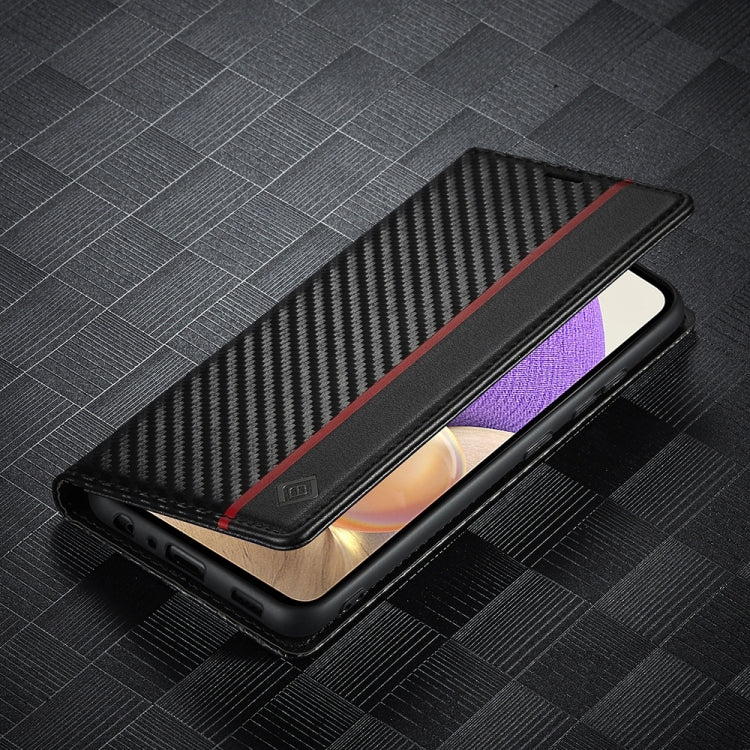 LC.IMEEKE Carbon Fiber PU + TPU Horizontal Flip Leather Case with Holder & Card Slot & Wallet For Samsung Galaxy A32 5G(Vertical Black), For Samsung Galaxy A32 5G - HoMEdemic™ 
