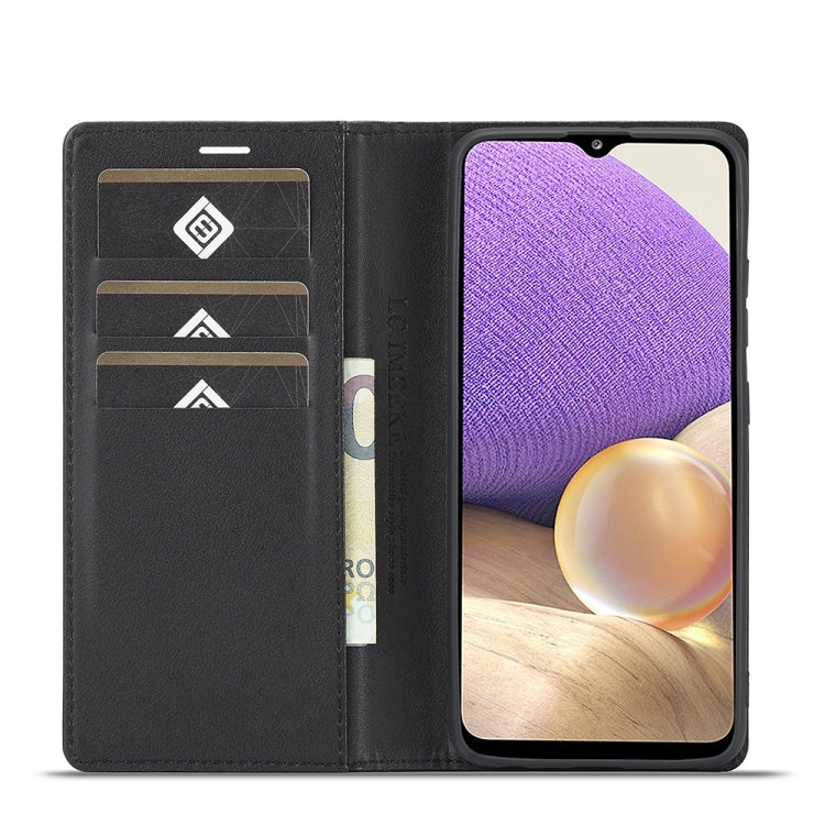 LC.IMEEKE Carbon Fiber PU + TPU Horizontal Flip Leather Case with Holder & Card Slot & Wallet For Samsung Galaxy A32 5G(Vertical Black), For Samsung Galaxy A32 5G - HoMEdemic™ 