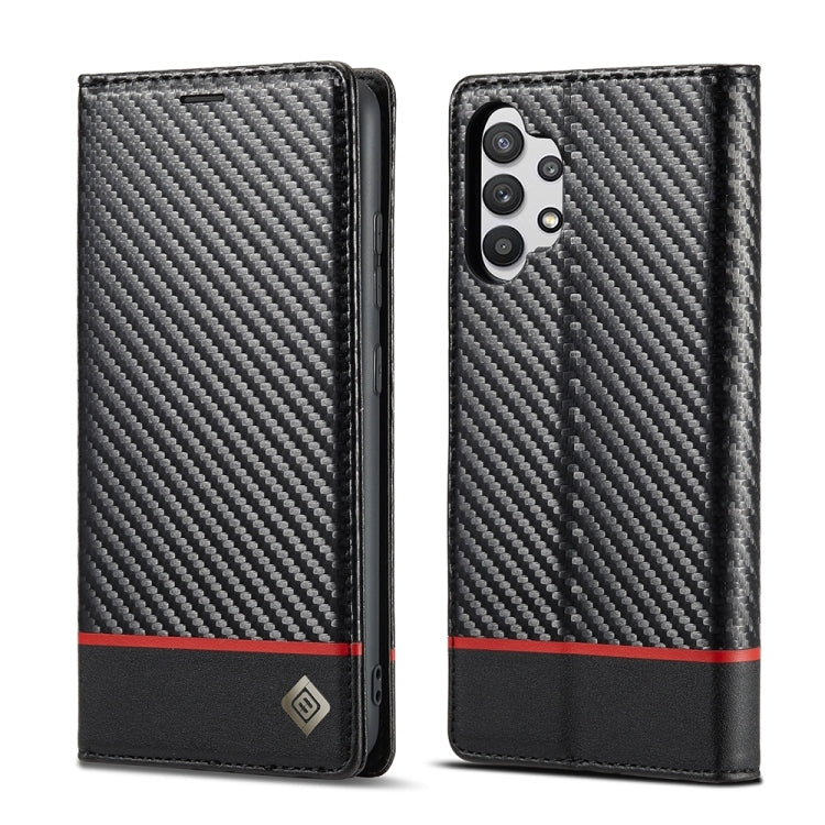 LC.IMEEKE Carbon Fiber PU + TPU Horizontal Flip Leather Case with Holder & Card Slot & Wallet For Samsung Galaxy A32 5G(Vertical Black), For Samsung Galaxy A32 5G - HoMEdemic™ 