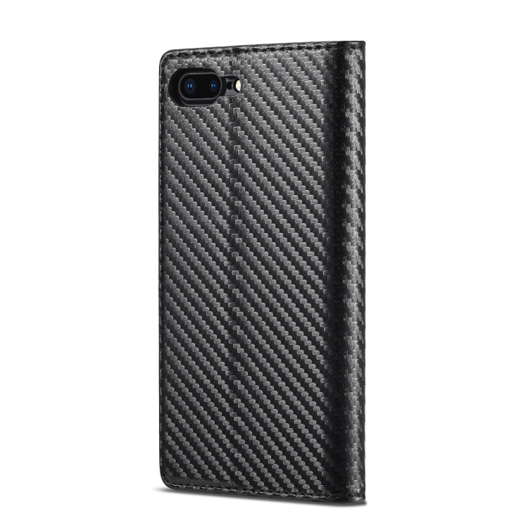 LC.IMEEKE Carbon Fiber PU + TPU Horizontal Flip Leather Case with Holder & Card Slot & Wallet For iPhone 7Plus / 8Plus(Vertical Black) - HoMEdemic™ 