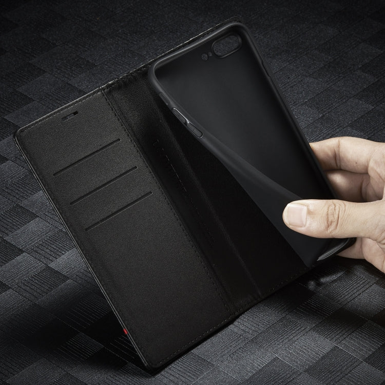 LC.IMEEKE Carbon Fiber PU + TPU Horizontal Flip Leather Case with Holder & Card Slot & Wallet For iPhone 7Plus / 8Plus(Vertical Black) - HoMEdemic™ 