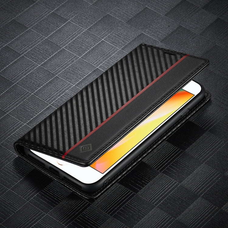 LC.IMEEKE Carbon Fiber PU + TPU Horizontal Flip Leather Case with Holder & Card Slot & Wallet For iPhone 7Plus / 8Plus(Vertical Black) - HoMEdemic™ 