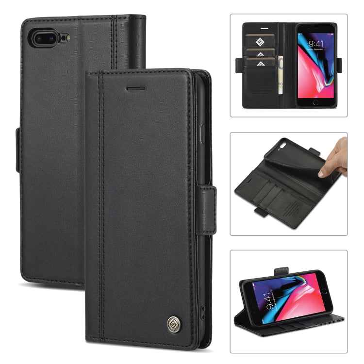 LC.IMEEKE Magnetic Buckle PU + TPU Horizontal Flip Leather Case with Holder & Card Slots & Wallet For iPhone 8 Plus & 7 Plus(Black) - HoMEdemic™ 