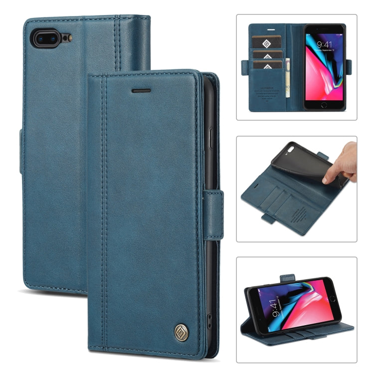 LC.IMEEKE Magnetic Buckle PU + TPU Horizontal Flip Leather Case with Holder & Card Slots & Wallet For iPhone 8 Plus & 7 Plus(Blue) - HoMEdemic™ 