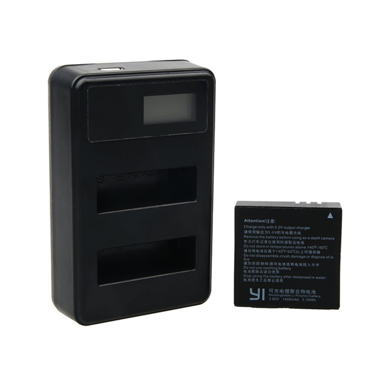 LCD Screen Dual Batteries Charger with USB Cable for Xiaoyi 4K Sport Camera, Displays Charging Capacity (XM47) - HoMEdemic™ 