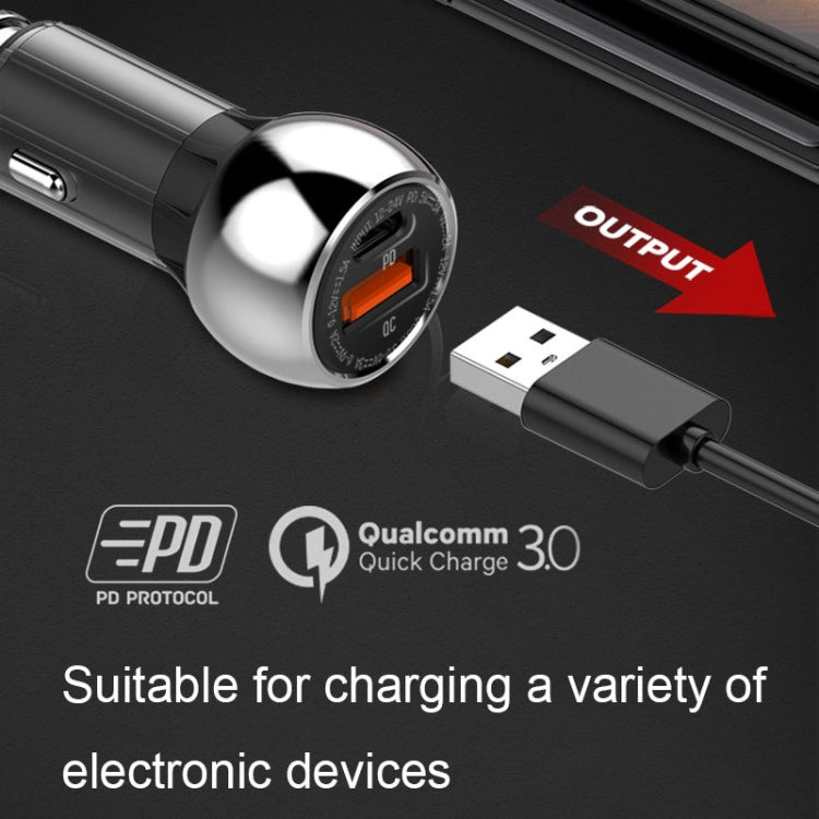 LDNIO C1 36W PD + QC 3.0 Car Fast Charger High Power Smart USB Car Charger with 8 Pin Cable - HoMEdemic™ 