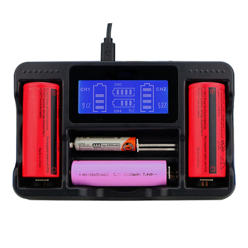 YS-4 Universal 18650 26650 Smart LCD Four Battery Charger with Micro USB Output for 18490/18350/17670/17500/16340 RCR123/14500/10440/A/AA/AAA - HoMEdemic™ 