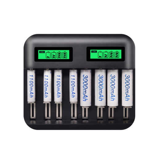 5V 2A USB 8 Slot Battery Charger for AA & AAA & C / D Battery, with LCD Display - HoMEdemic™ 