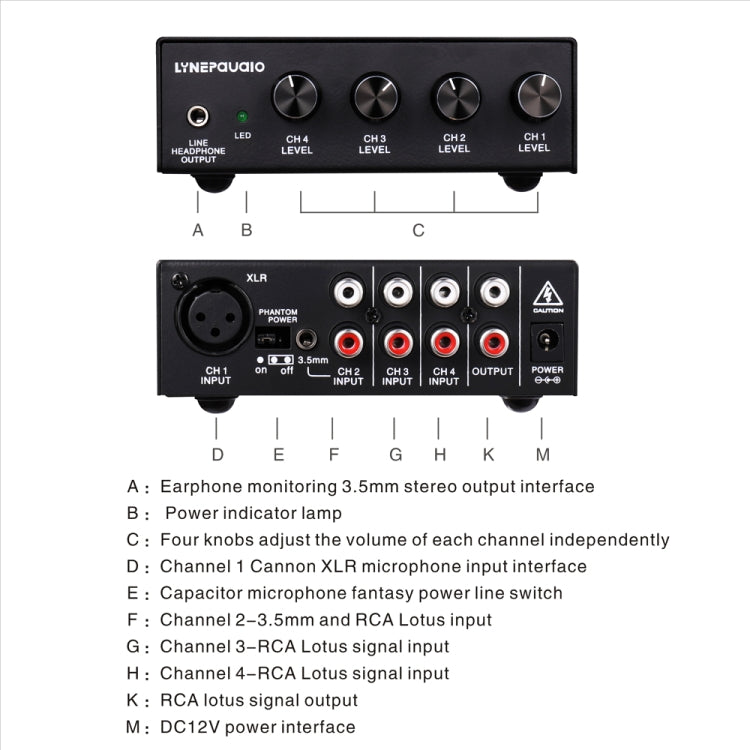 LINEPAUDIO B895 Five-channel Stereo Microphone Mixer with Earphone Monitoring - HoMEdemic™ 