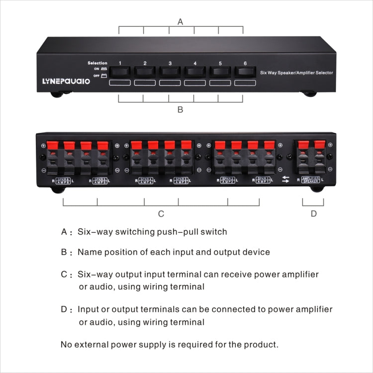 LINEPAUDIO B898 Six-way Stereo Loudspeaker / Amplifier Comparator Bidirectional Selective Switch Switcher - HoMEdemic™ 