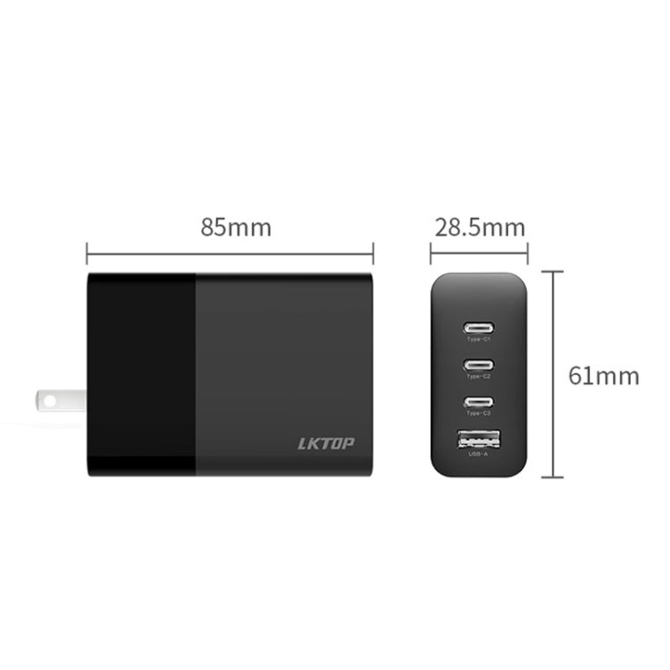 LKTOP 100W Gallium Nitride Fast Charger AC Adapter With 3 USB-C/Type-C+1 USB-A Port US Plug - HoMEdemic™ 