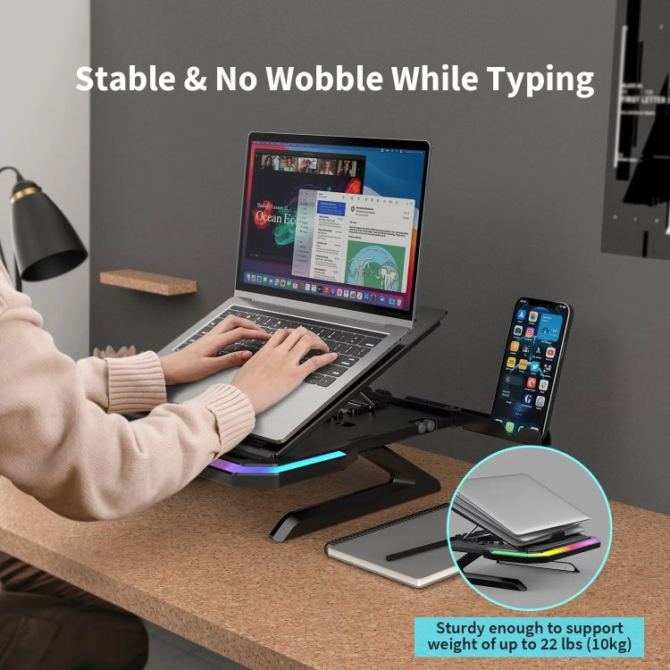 Laptop Stand with RGB Lighting 9-Level Adjustable Notebook Stand(Pink) - HoMEdemic™ 