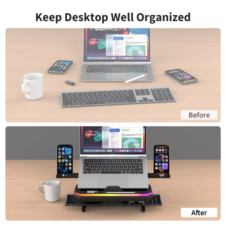 Laptop Stand with RGB Lighting 9-Level Adjustable Notebook Stand(Pink) - HoMEdemic™ 