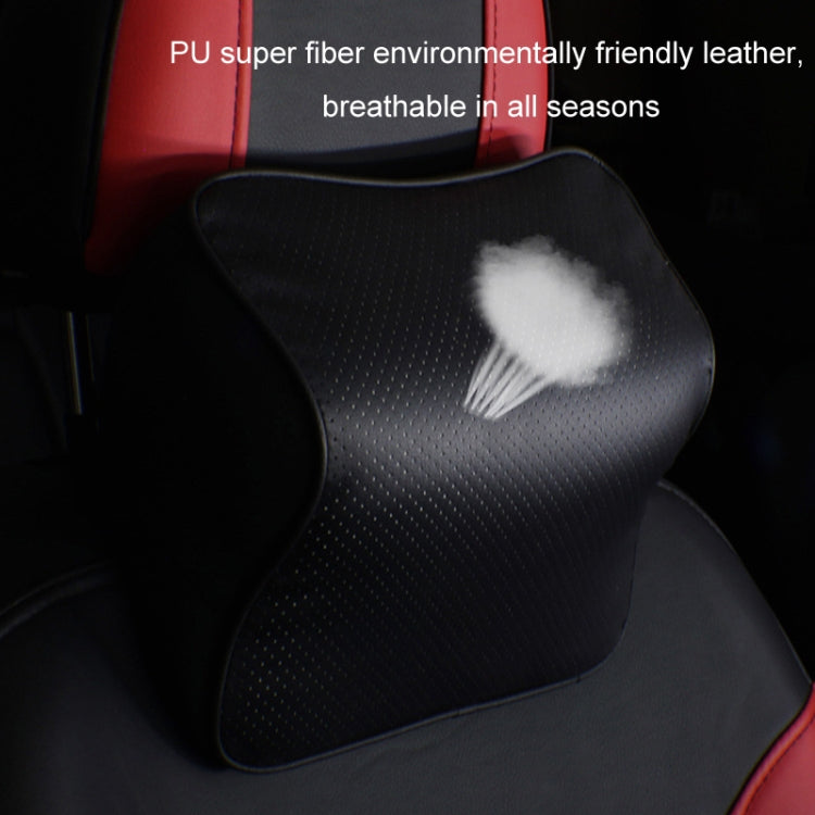 Leather Memory Foam All Season Car Seat Neck Support Cushion Headrest+Waist Pad(Black) - HoMEdemic™ 