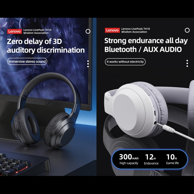 Lenovo TH10 Wireless Bluetooth Gaming Bass Music Sports Noise-cancelling Headphone(Black) - HoMEdemic™ 
