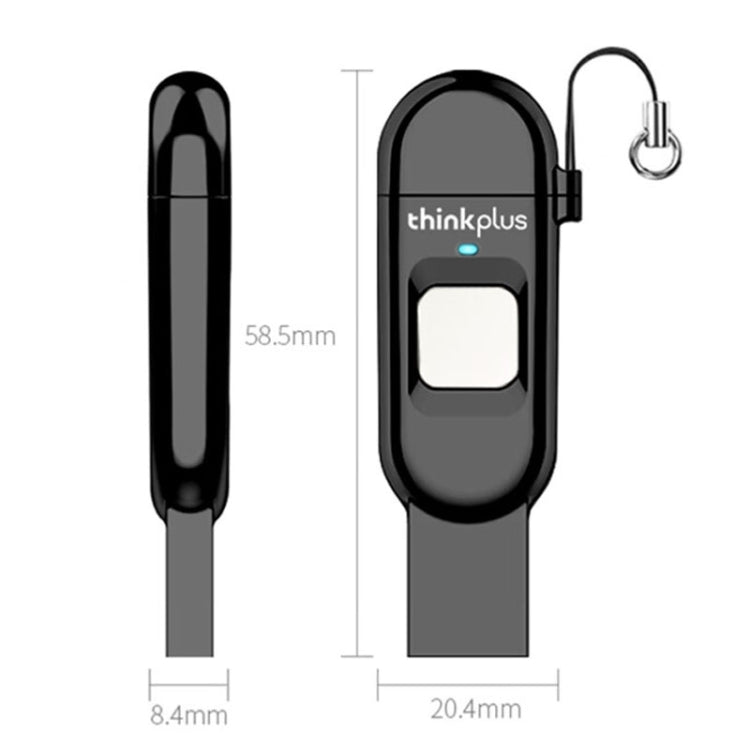 Lenovo Thinkplus TFU301 Dual Interface Type-C+USB Fingerprint Encrypted USB Flash Drive, Capacity: 256G - HoMEdemic™ 