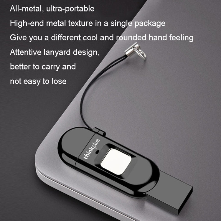 Lenovo Thinkplus TFU301 Dual Interface Type-C+USB Fingerprint Encrypted USB Flash Drive, Capacity: 256G - HoMEdemic™ 