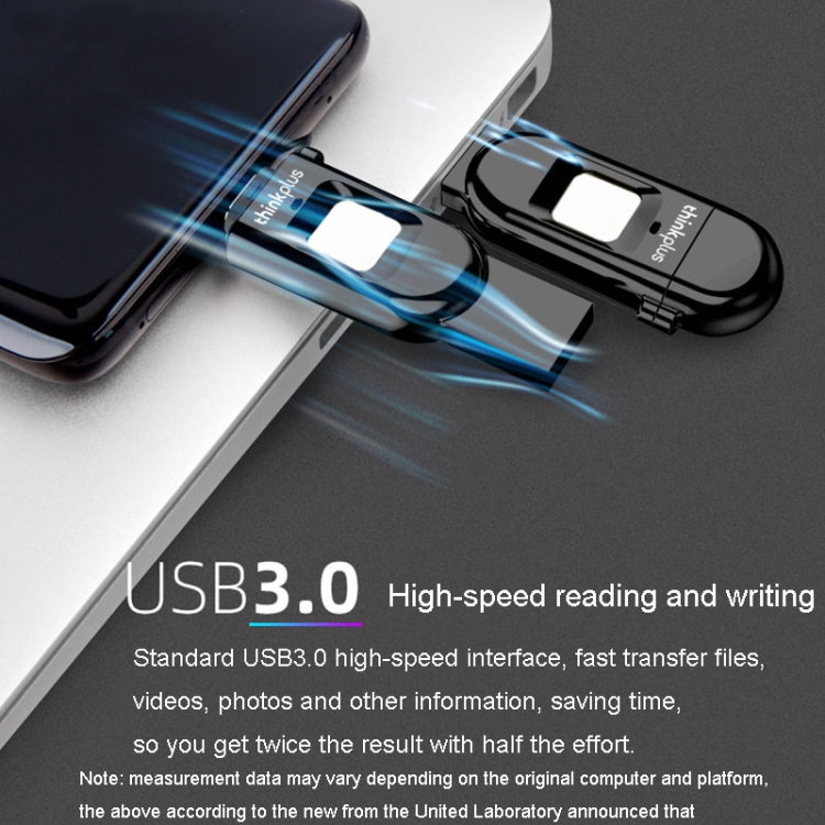 Lenovo Thinkplus TFU301 Dual Interface Type-C+USB Fingerprint Encrypted USB Flash Drive, Capacity: 256G - HoMEdemic™ 