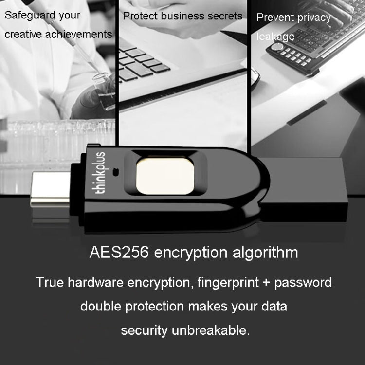 Lenovo Thinkplus TFU301 Dual Interface Type-C+USB Fingerprint Encrypted USB Flash Drive, Capacity: 32G - HoMEdemic™ 