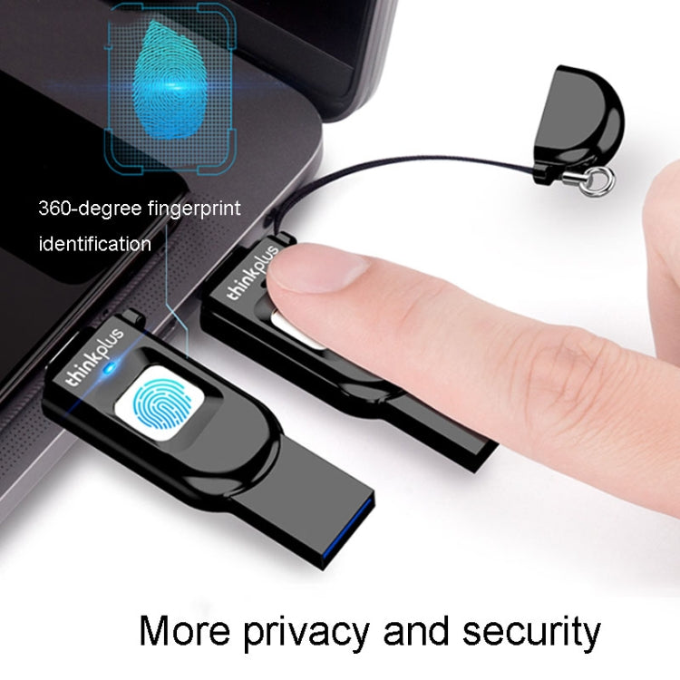 Lenovo Thinkplus TFU301 Dual Interface Type-C+USB Fingerprint Encrypted USB Flash Drive, Capacity: 32G - HoMEdemic™ 
