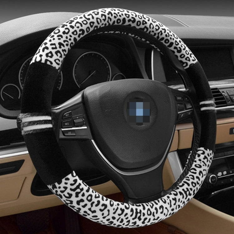 Leopard Grain Steering Wheel Cover, Adaptation Steering Wheel Diameter: 37-38 cm, 37-38cm Beige, 37-38cm Coffee, 37-38cm Black - HoMEdemic™ 