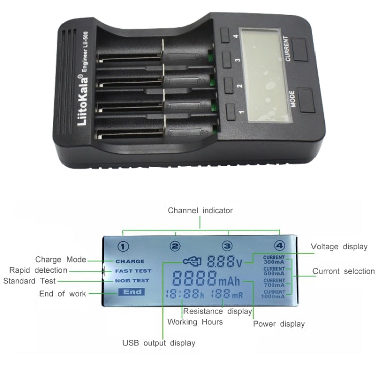 LiitoKala lii-500 Lithium Battery Charger for Li-ion IMR 18650, 26650, 16340, 14500, 10440, 18500, EU Plug - HoMEdemic™ 