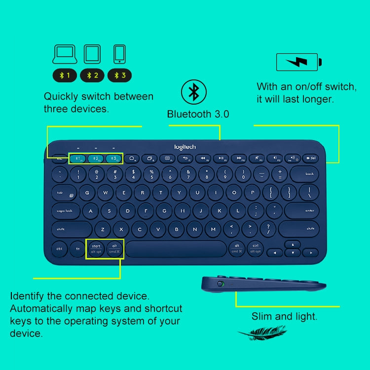 Logitech K380 Portable Multi-Device Wireless Bluetooth Keyboard(Black) - HoMEdemic™ 